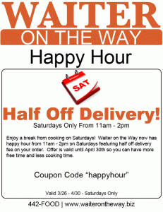 Half Off Delivery On Saturdays from 11-2